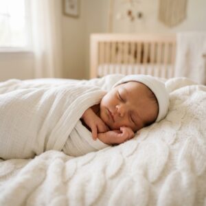 Bebé recién nacido en sueño profundo y seguro
