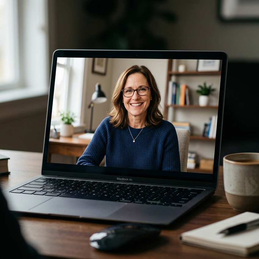 ¿Funciona la terapia psicológica online? Lo que dice la evidencia 4 psicóloga en pantalla durante sesión de terapia online